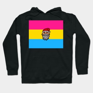 Drawing of Santa Claus face on Pansexual pride flag background t Hoodie